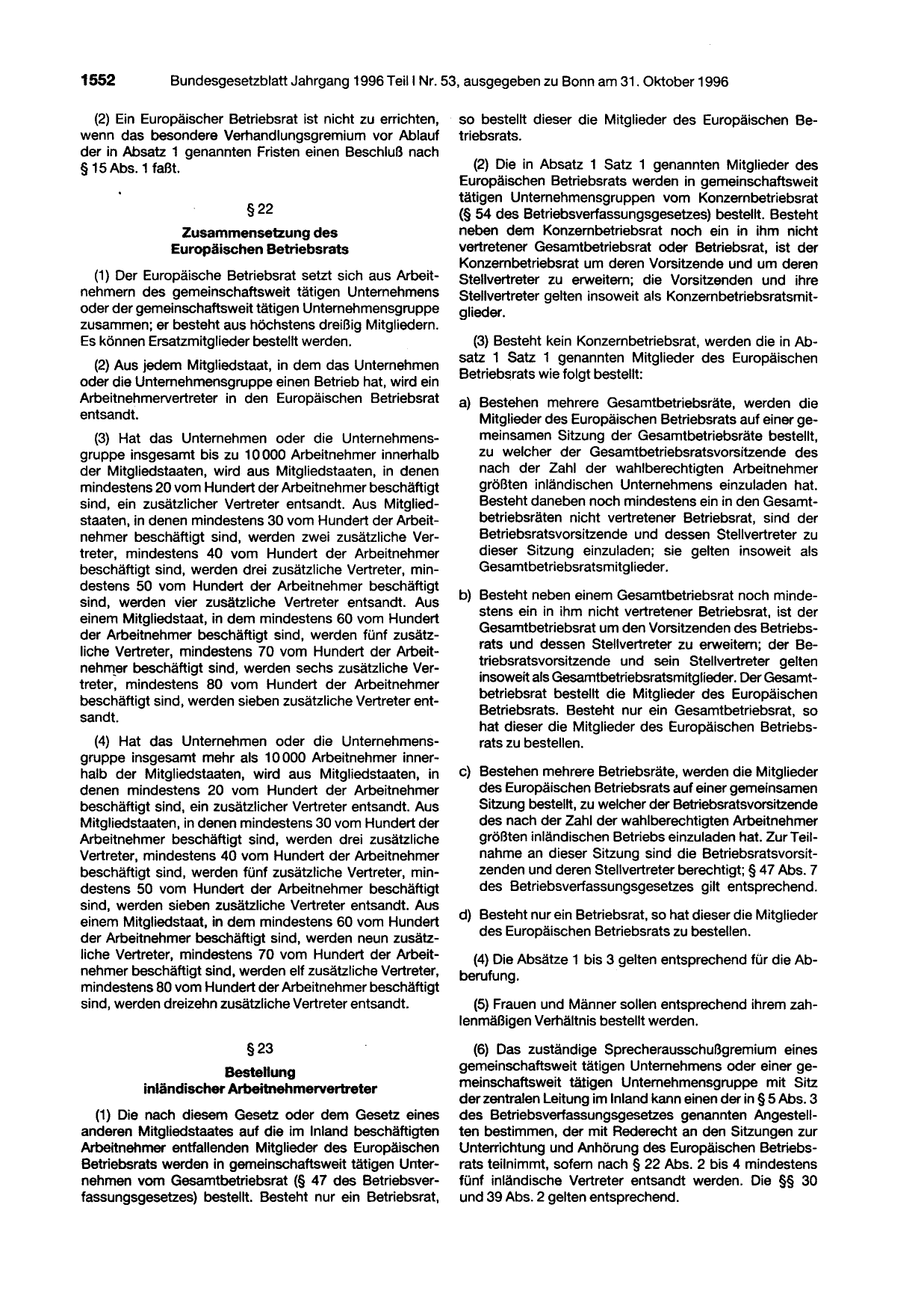 BGBl. 1996, Seite 1552 — Originalseite als Abbildung