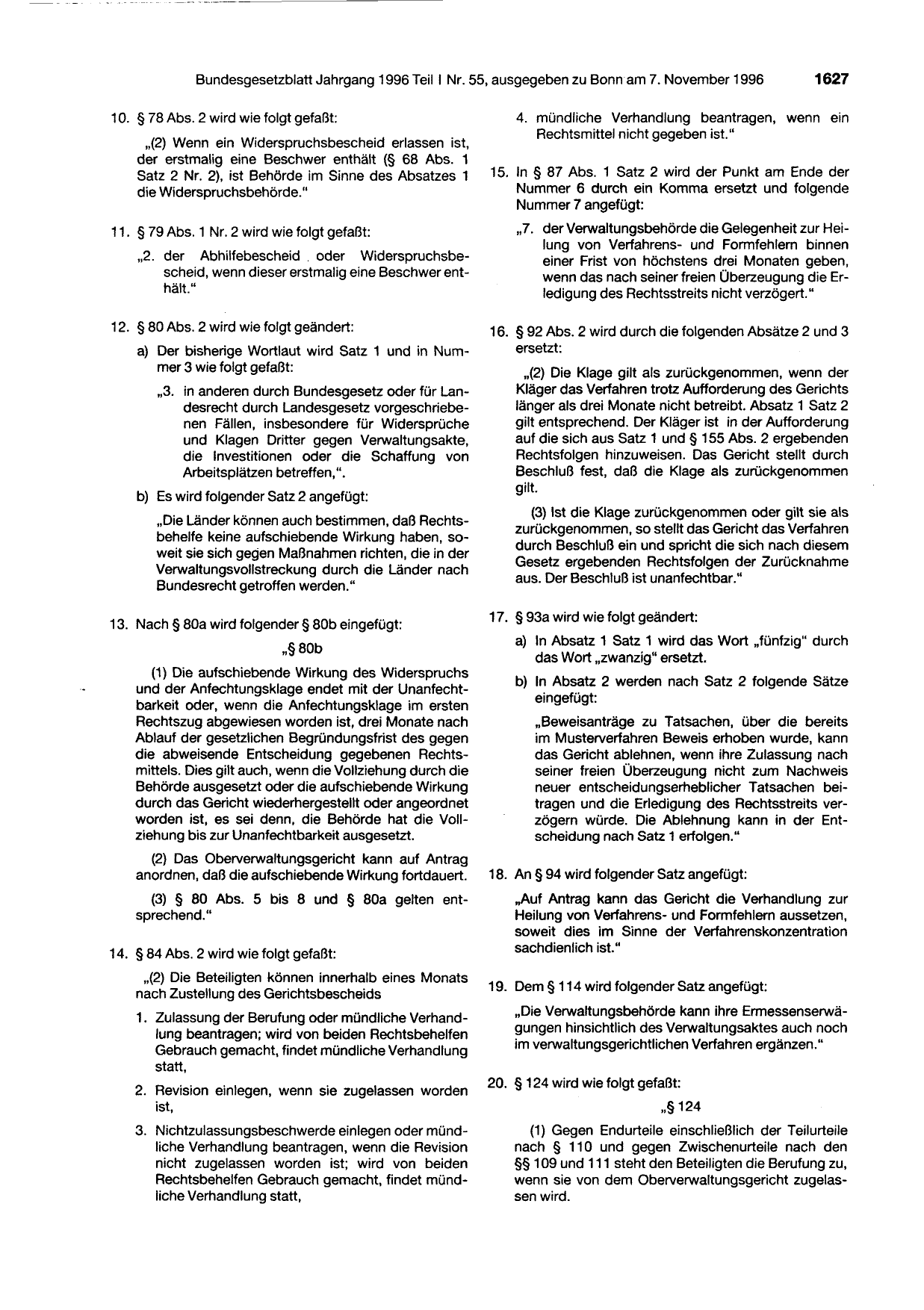 BGBl. 1996, Seite 1627 — Originalseite als Abbildung