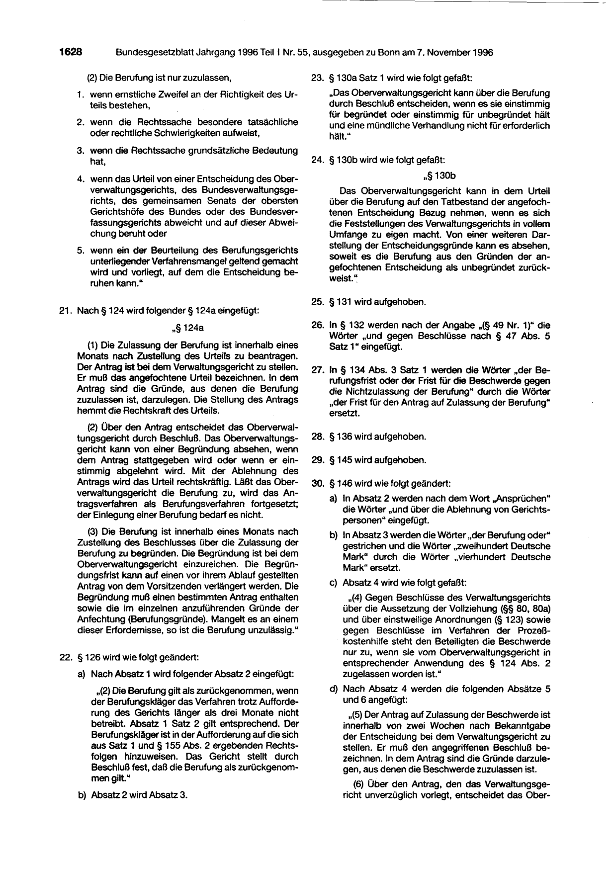 BGBl. 1996, Seite 1628 — Originalseite als Abbildung