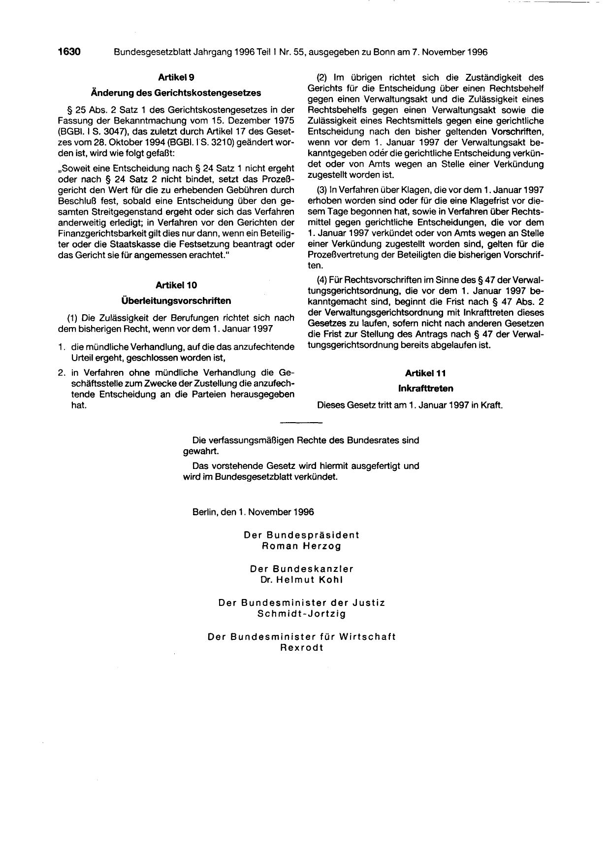 BGBl. 1996, Seite 1630 — Originalseite als Abbildung