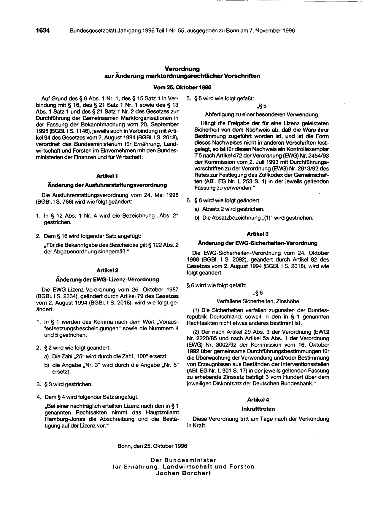 BGBl. 1996, Seite 1634 — Originalseite als Abbildung