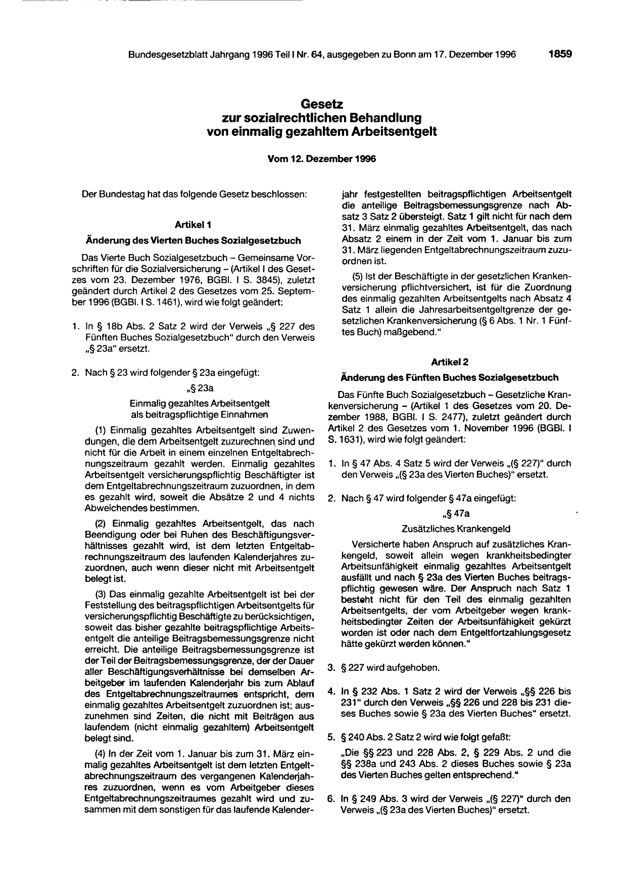 BGBl. 1996, Seite 1859 — Originalseite als Abbildung