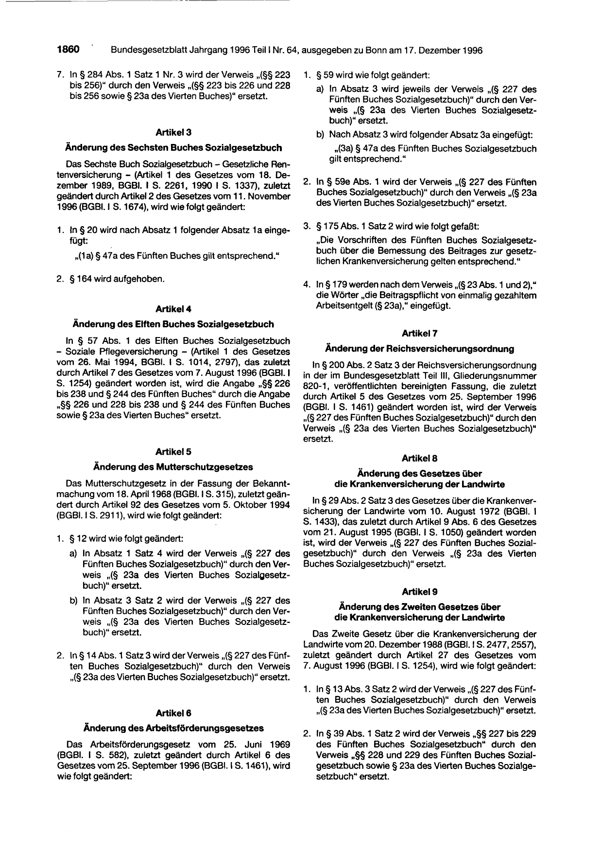 BGBl. 1996, Seite 1860 — Originalseite als Abbildung