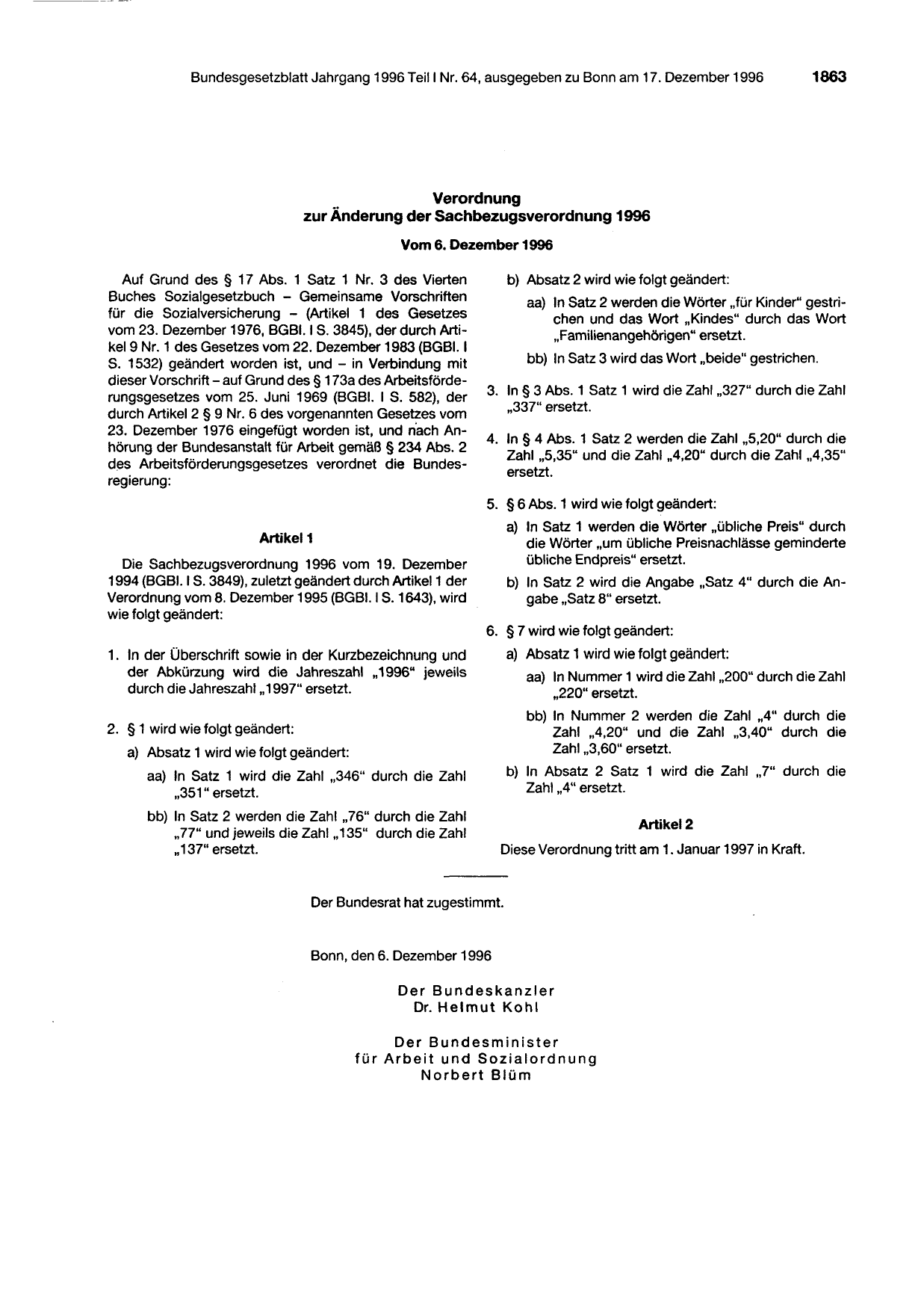 BGBl. 1996, Seite 1863 — Originalseite als Abbildung