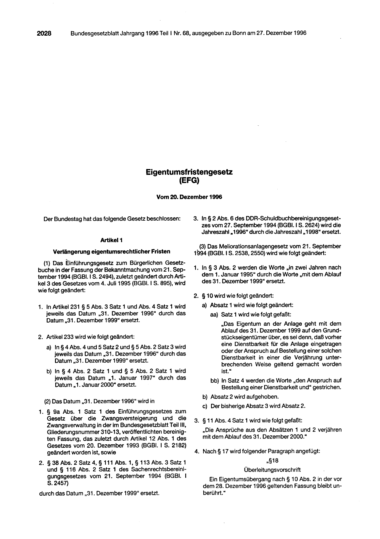 BGBl. 1996, Seite 2028 — Originalseite als Abbildung