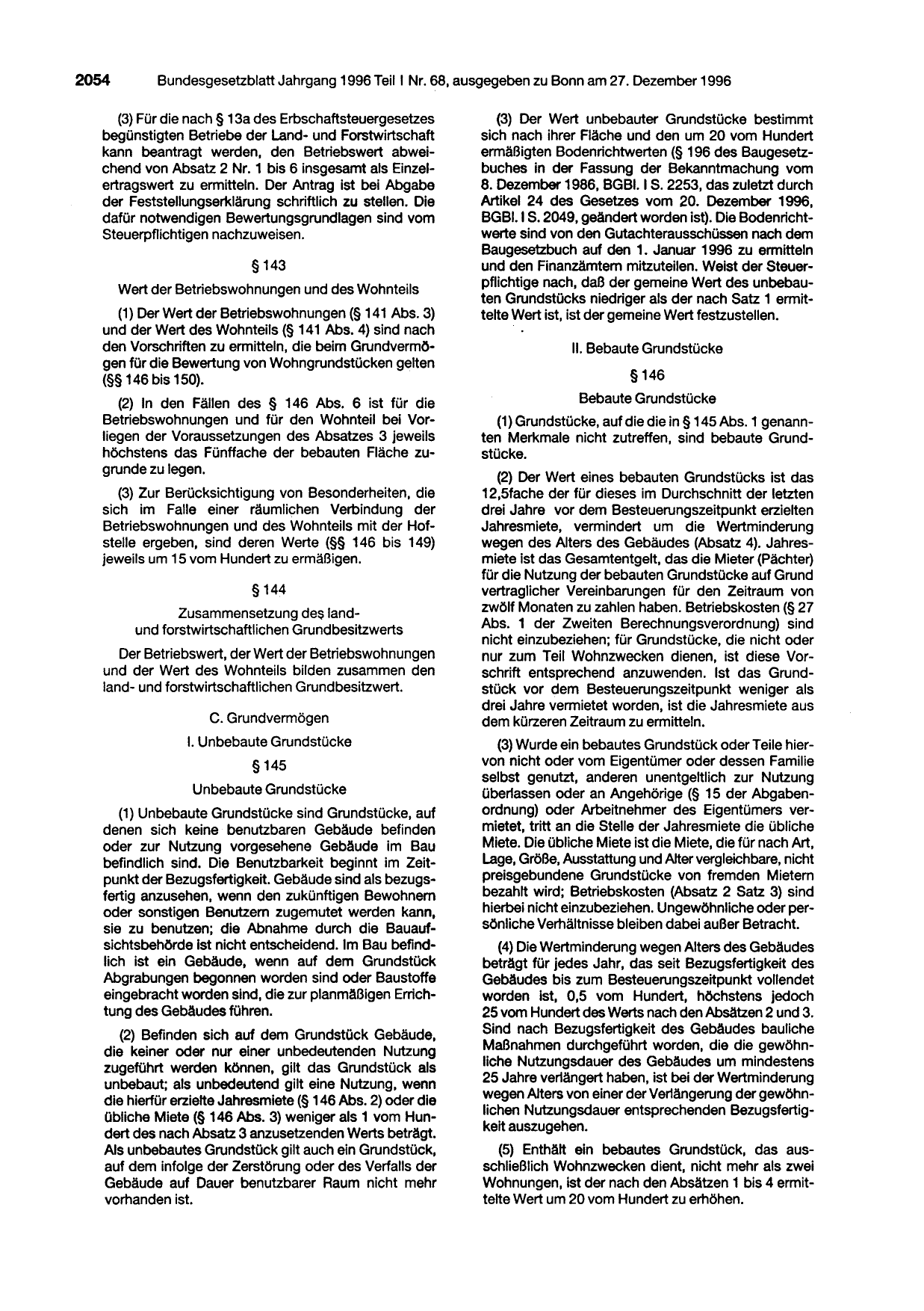BGBl. 1996, Seite 2054 — Originalseite als Abbildung