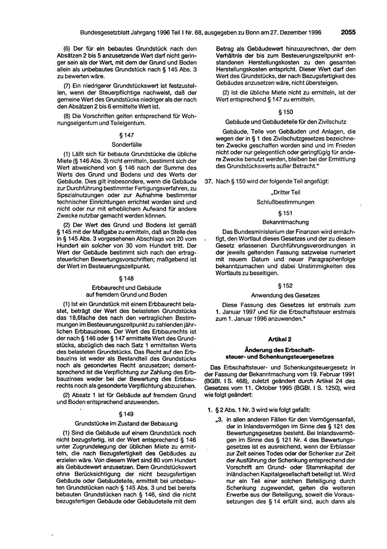BGBl. 1996, Seite 2055 — Originalseite als Abbildung