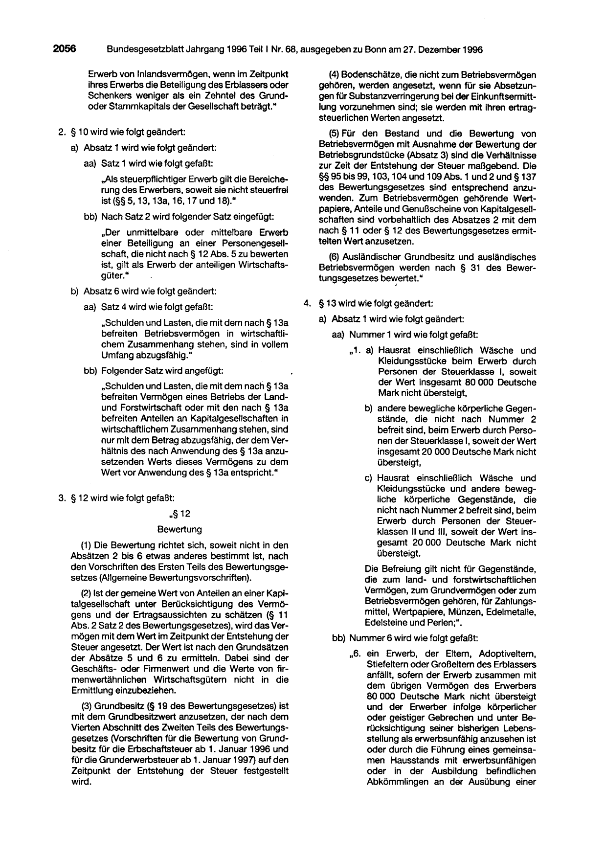 BGBl. 1996, Seite 2056 — Originalseite als Abbildung