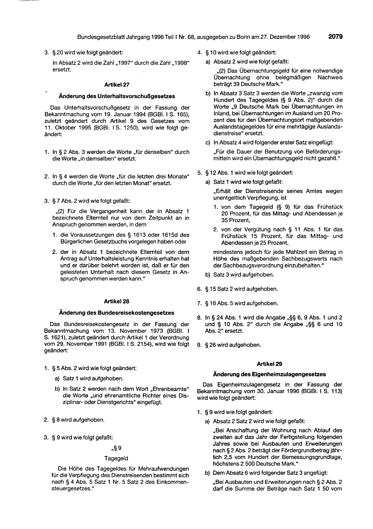 BGBl. 1996, Seite 2079 — Originalseite als Abbildung