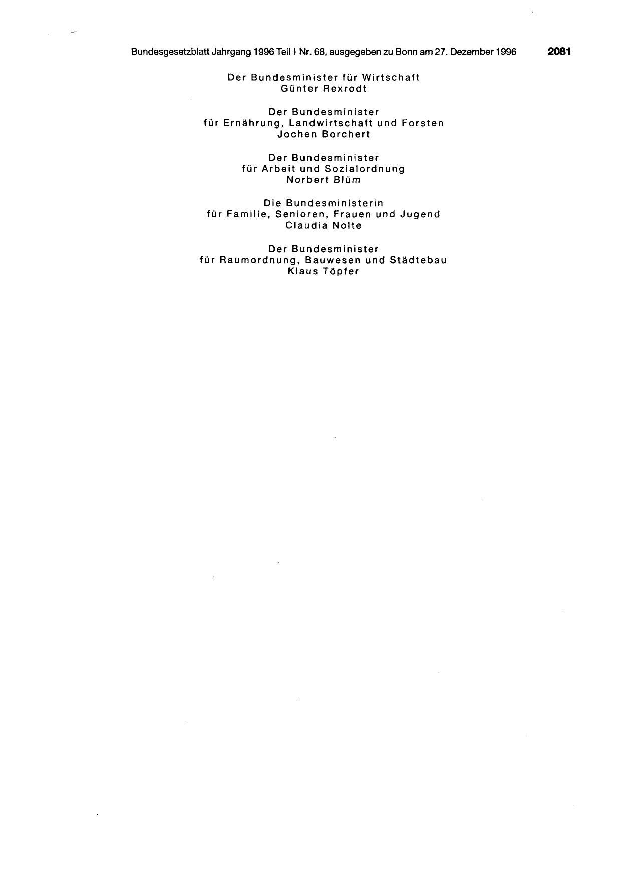 BGBl. 1996, Seite 2081 — Originalseite als Abbildung
