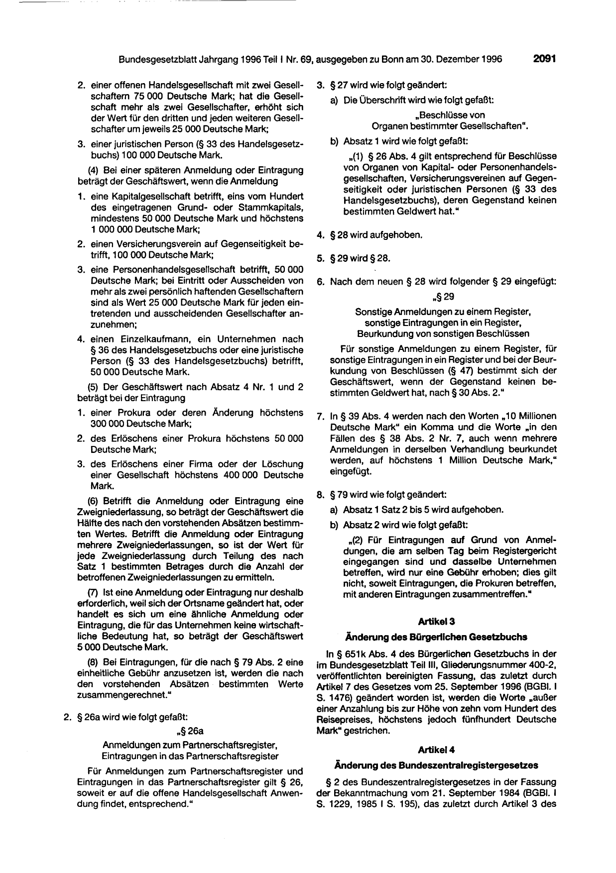 BGBl. 1996, Seite 2091 — Originalseite als Abbildung