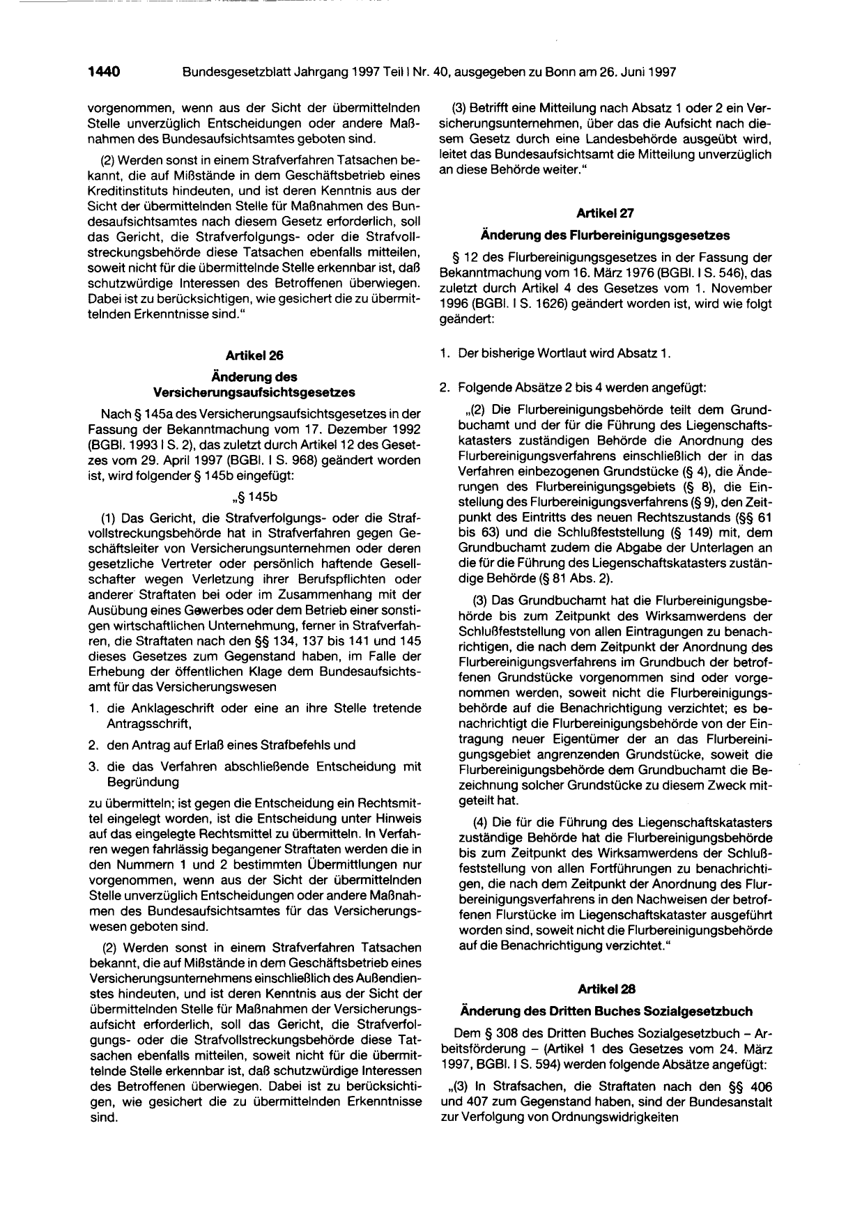 BGBl. 1997, Seite 1440 — Originalseite als Abbildung
