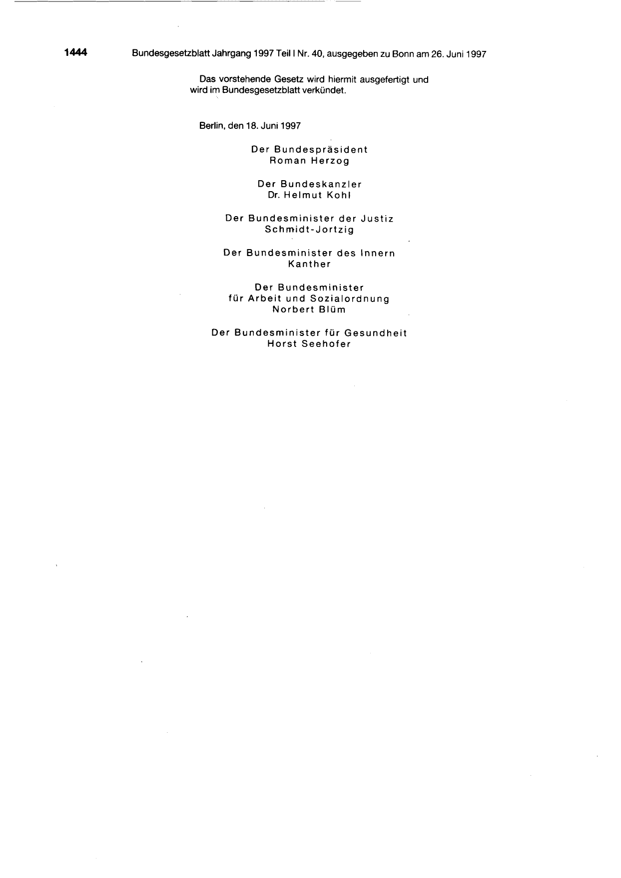 BGBl. 1997, Seite 1444 — Originalseite als Abbildung