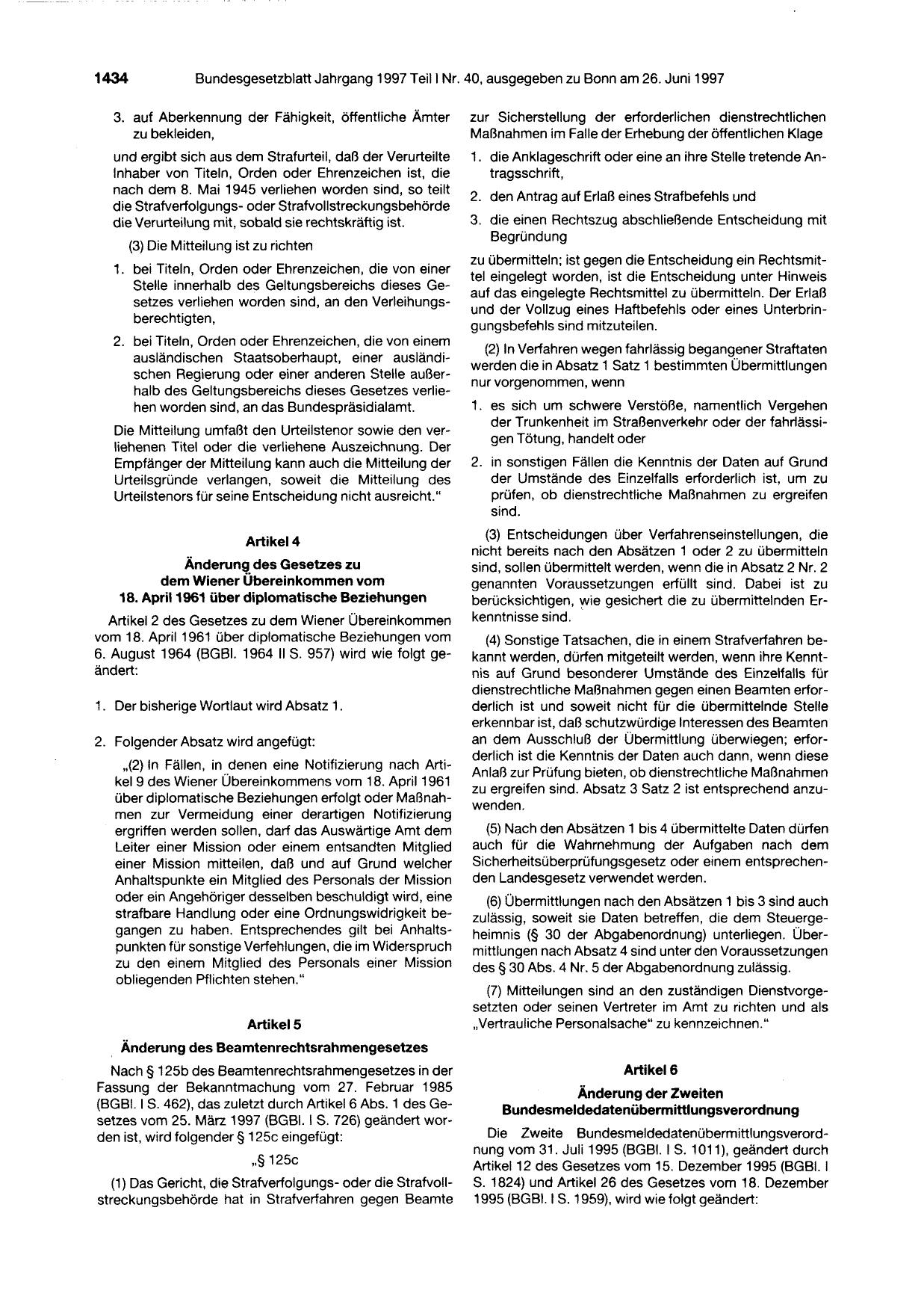 BGBl. 1997, Seite 1434 — Originalseite als Abbildung