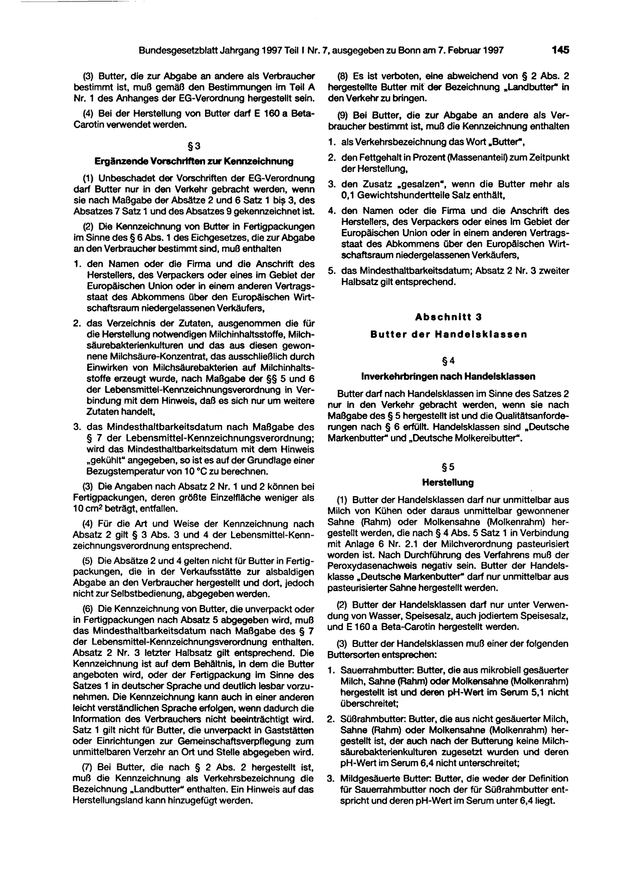 BGBl. 1997, Seite 145 — Originalseite als Abbildung