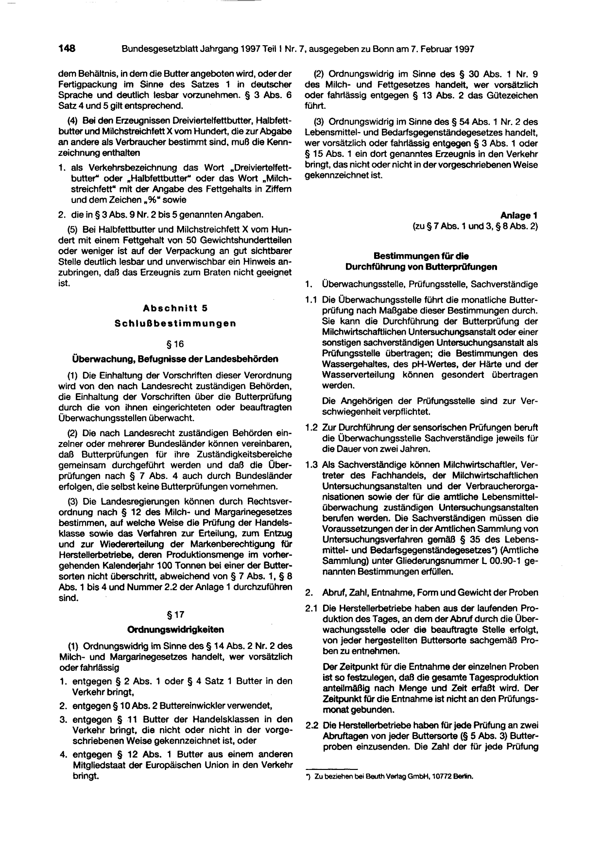 BGBl. 1997, Seite 148 — Originalseite als Abbildung