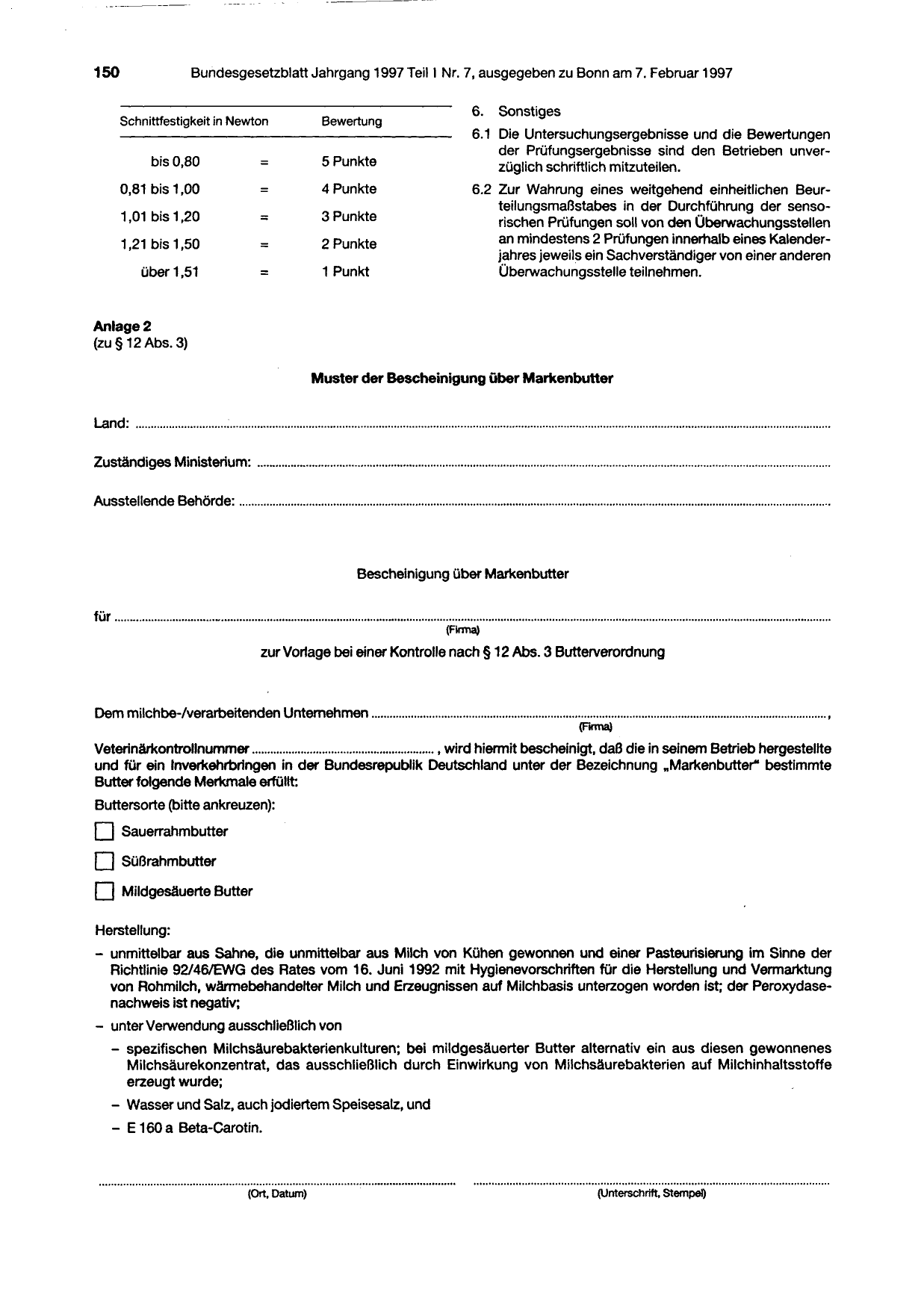 BGBl. 1997, Seite 150 — Originalseite als Abbildung