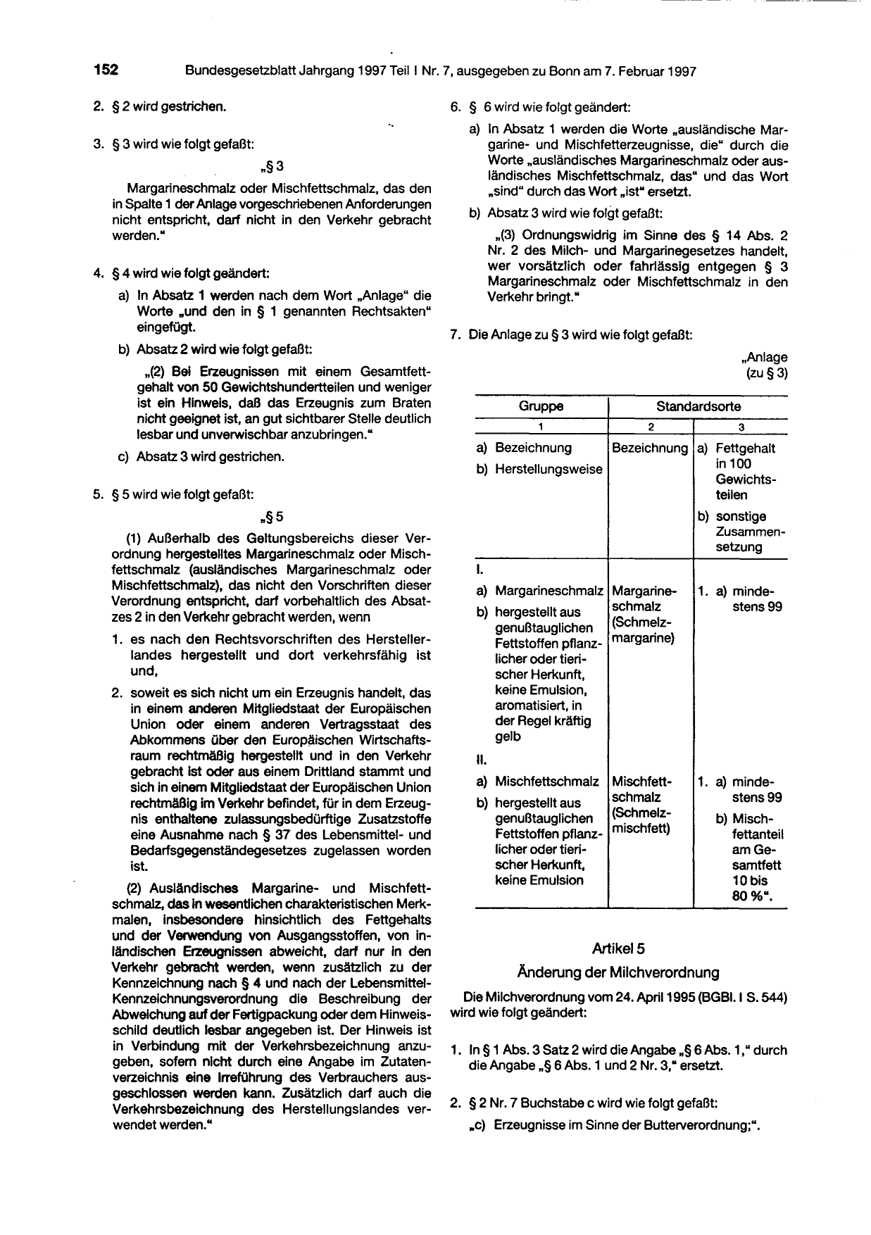 BGBl. 1997, Seite 152 — Originalseite als Abbildung