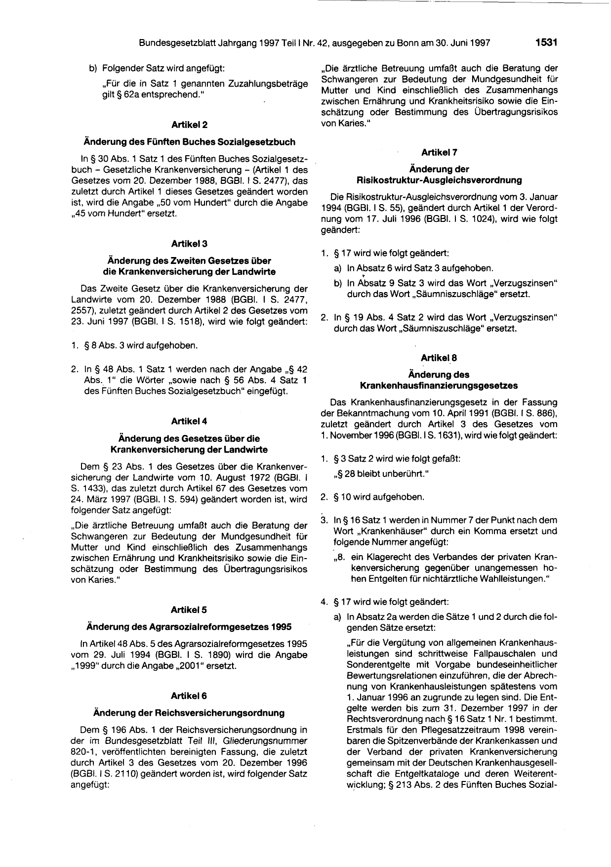 BGBl. 1997, Seite 1531 — Originalseite als Abbildung