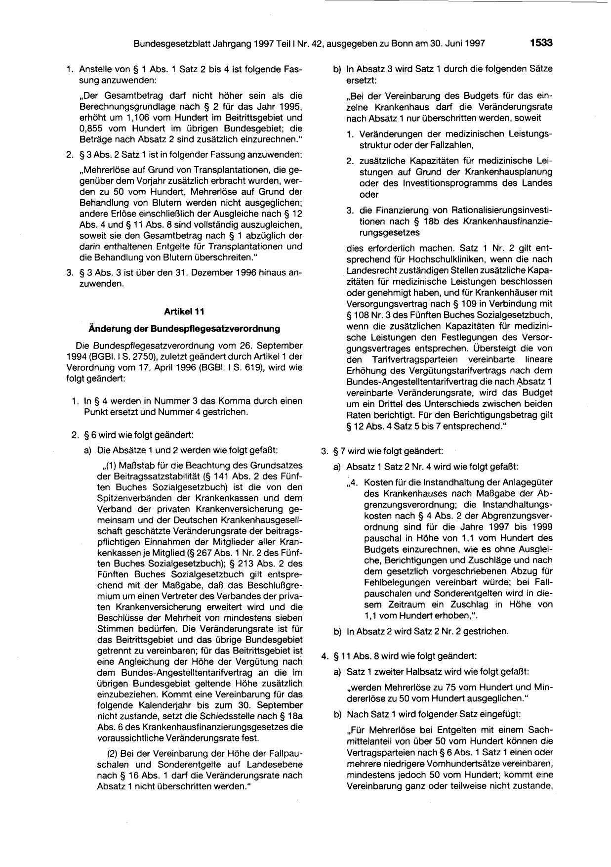 BGBl. 1997, Seite 1533 — Originalseite als Abbildung