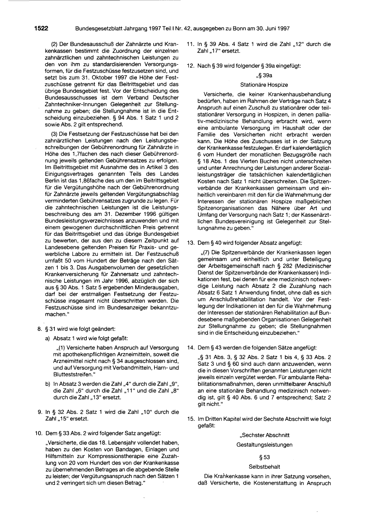 BGBl. 1997, Seite 1522 — Originalseite als Abbildung