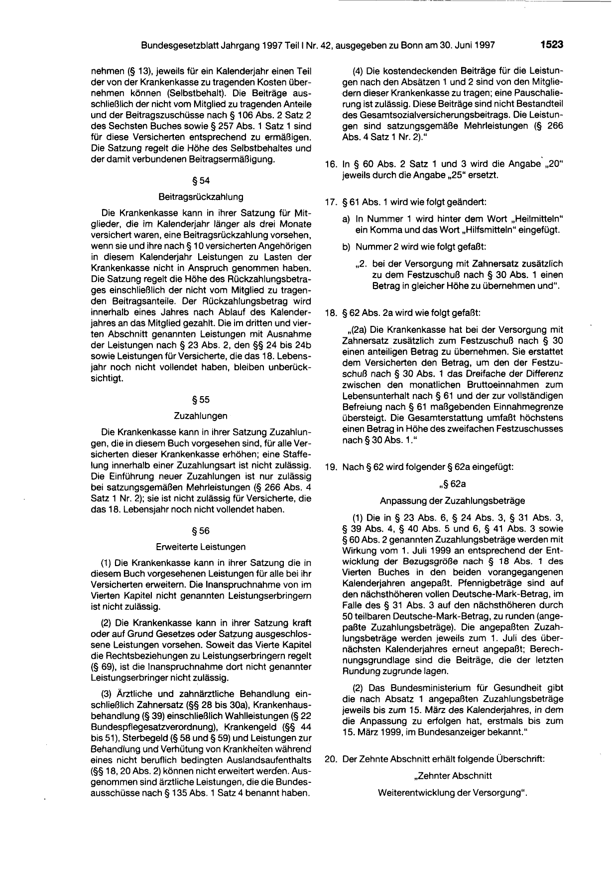 BGBl. 1997, Seite 1523 — Originalseite als Abbildung
