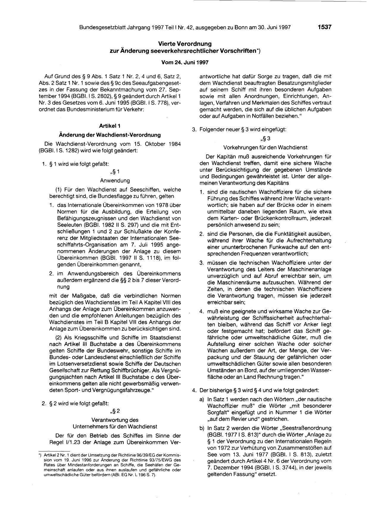 BGBl. 1997, Seite 1537 — Originalseite als Abbildung