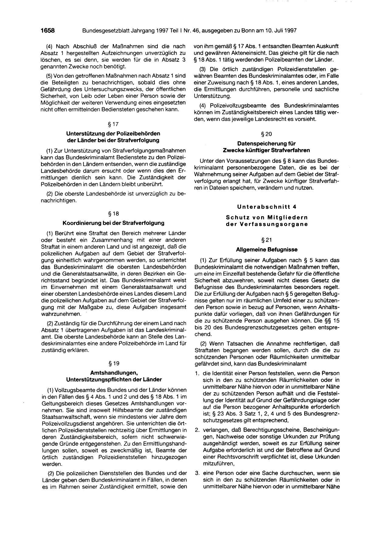 BGBl. 1997, Seite 1658 — Originalseite als Abbildung