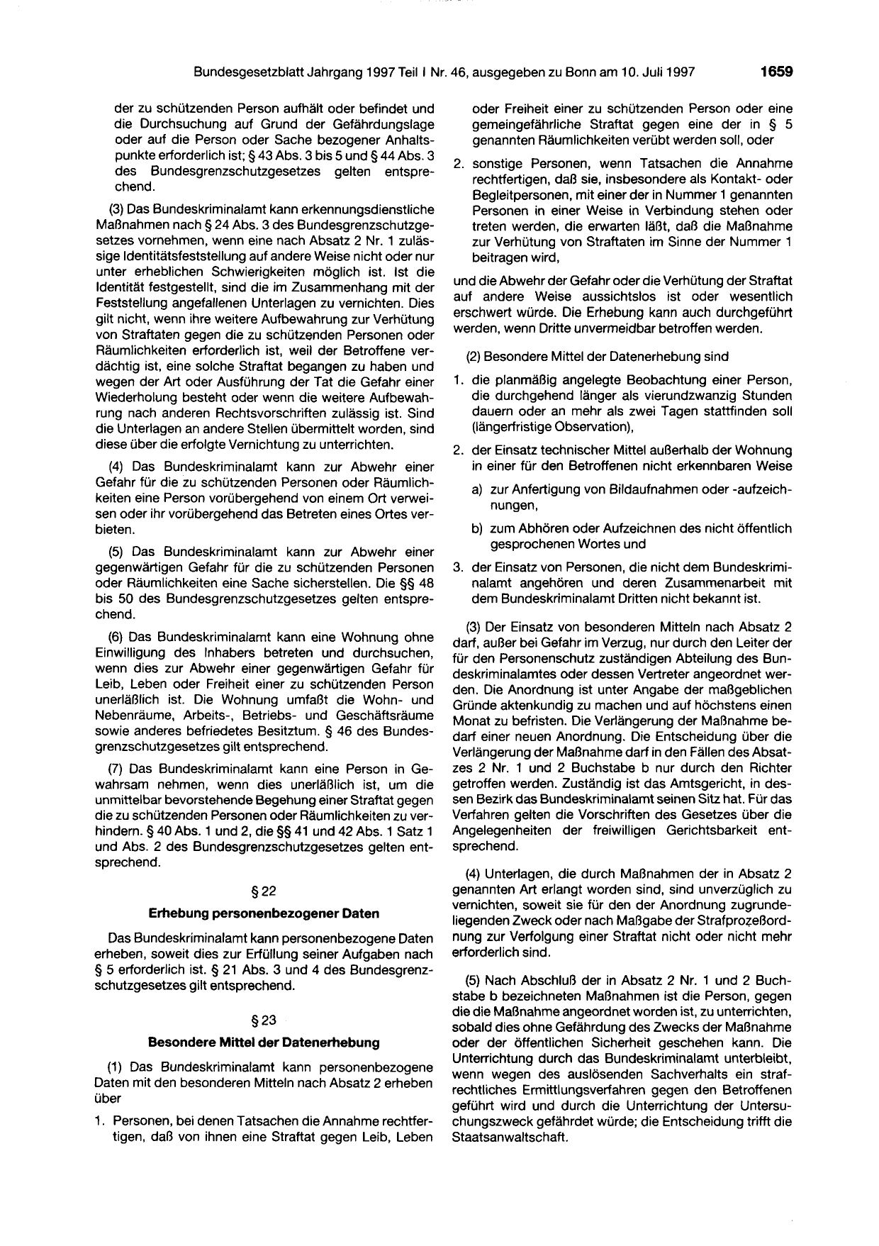 BGBl. 1997, Seite 1659 — Originalseite als Abbildung