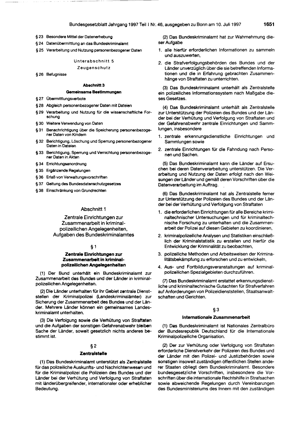 BGBl. 1997, Seite 1651 — Originalseite als Abbildung