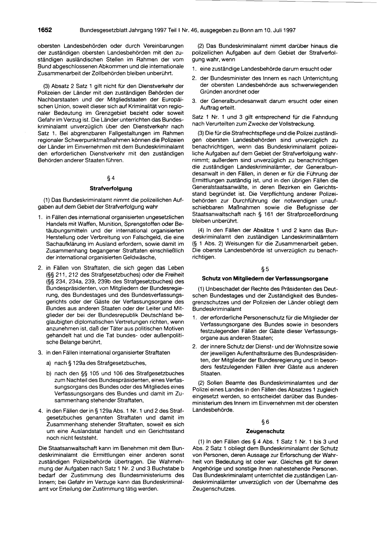 BGBl. 1997, Seite 1652 — Originalseite als Abbildung