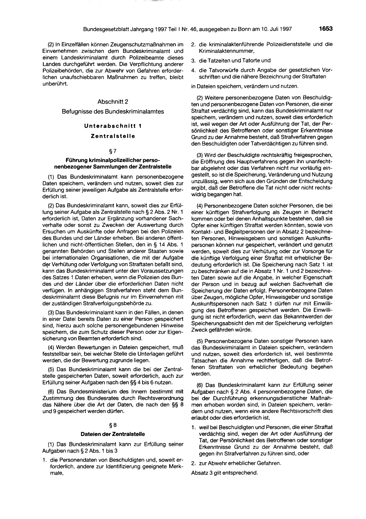 BGBl. 1997, Seite 1653 — Originalseite als Abbildung