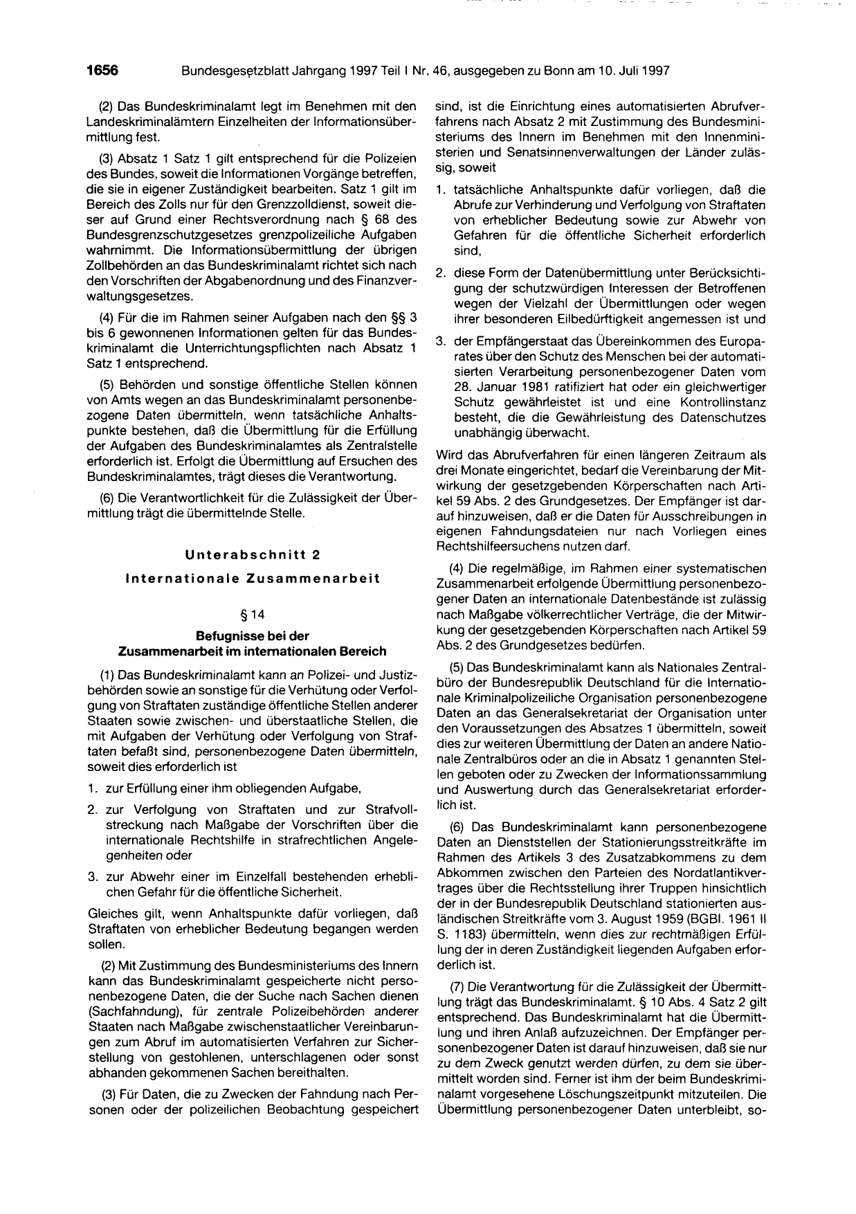BGBl. 1997, Seite 1656 — Originalseite als Abbildung