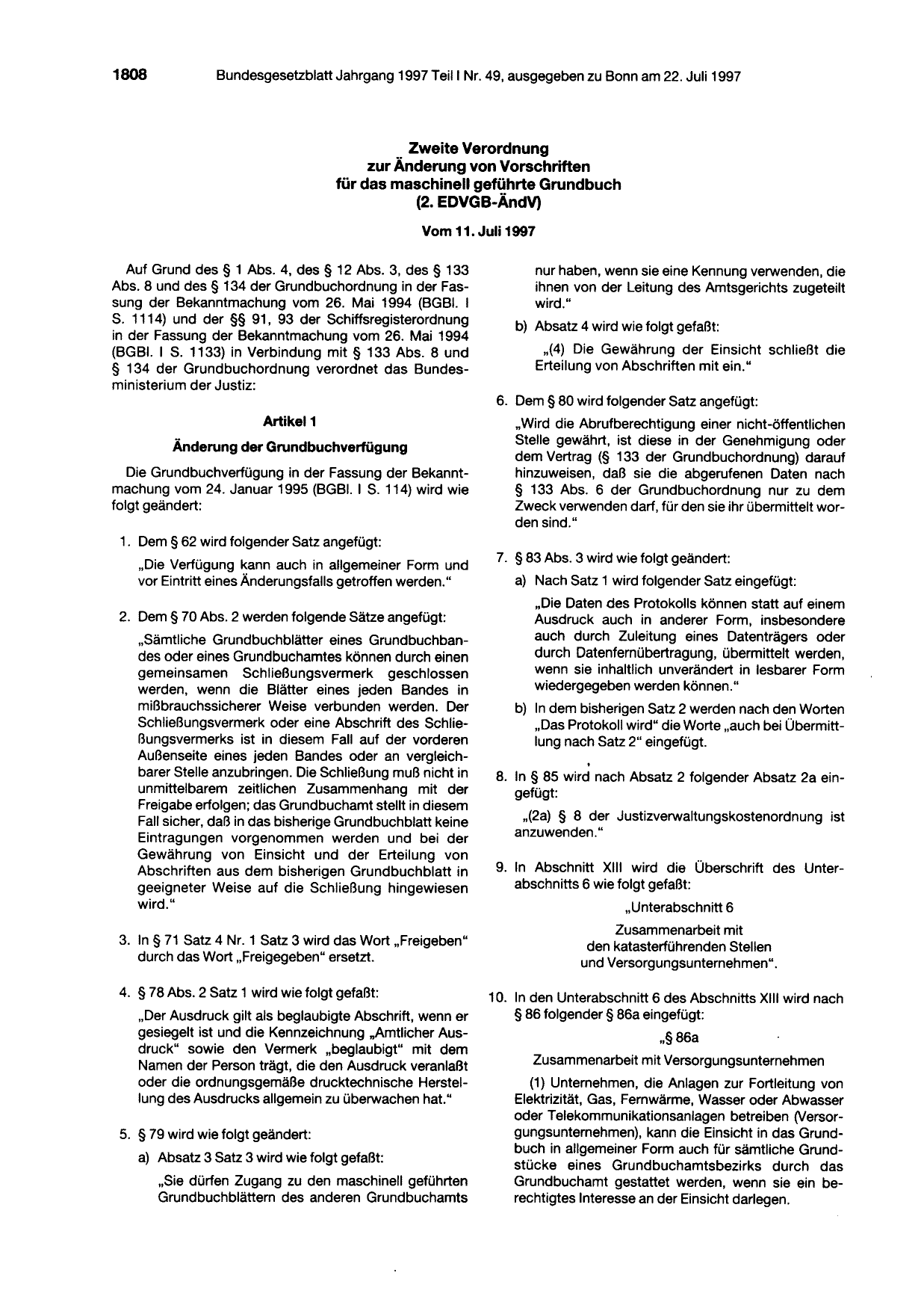 BGBl. 1997, Seite 1808 — Originalseite als Abbildung