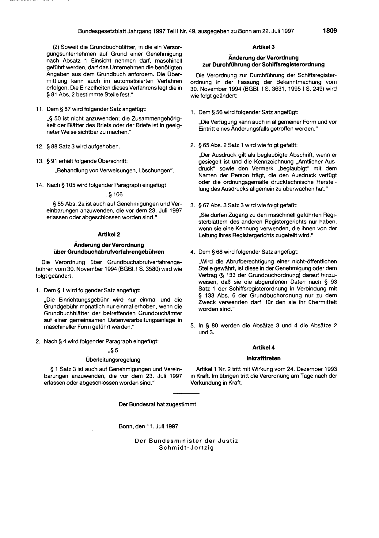 BGBl. 1997, Seite 1809 — Originalseite als Abbildung