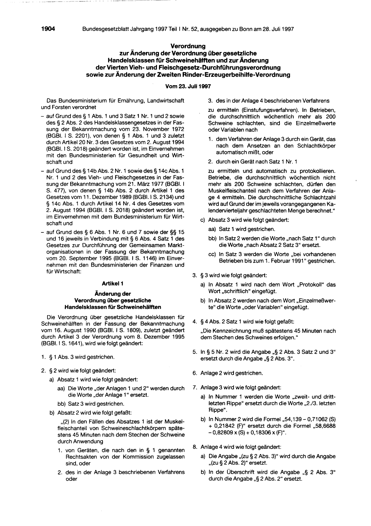 BGBl. 1997, Seite 1904 — Originalseite als Abbildung
