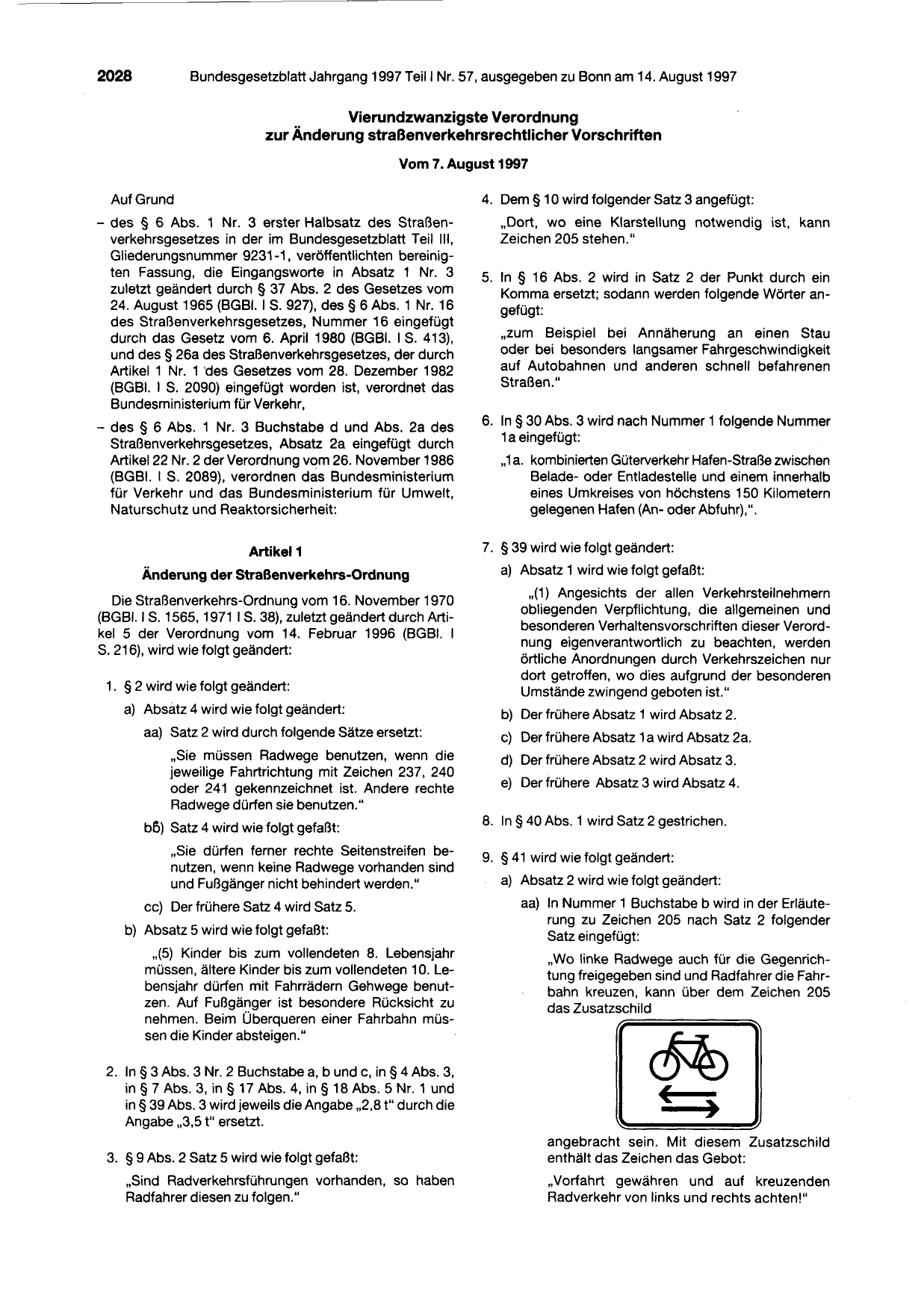 BGBl. 1997, Seite 2028 — Originalseite als Abbildung