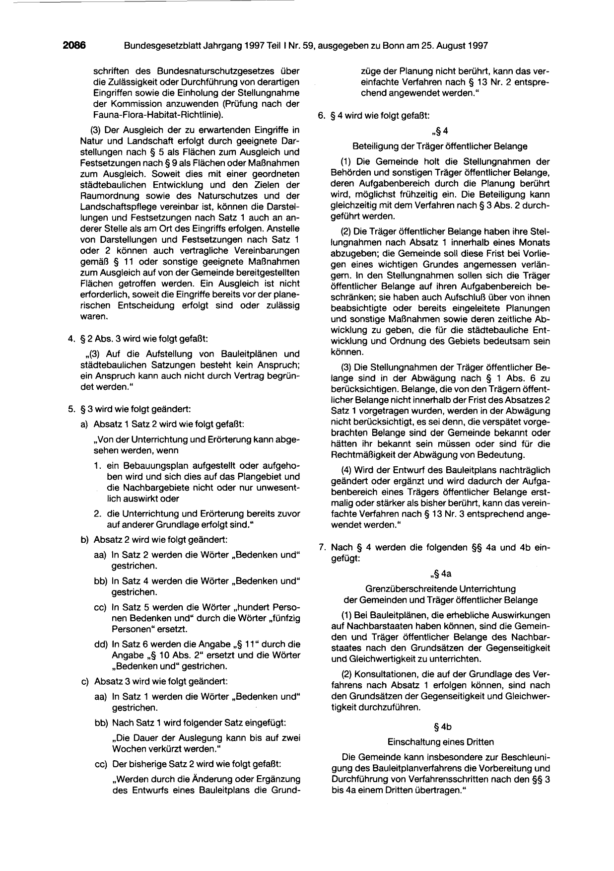 BGBl. 1997, Seite 2086 — Originalseite als Abbildung