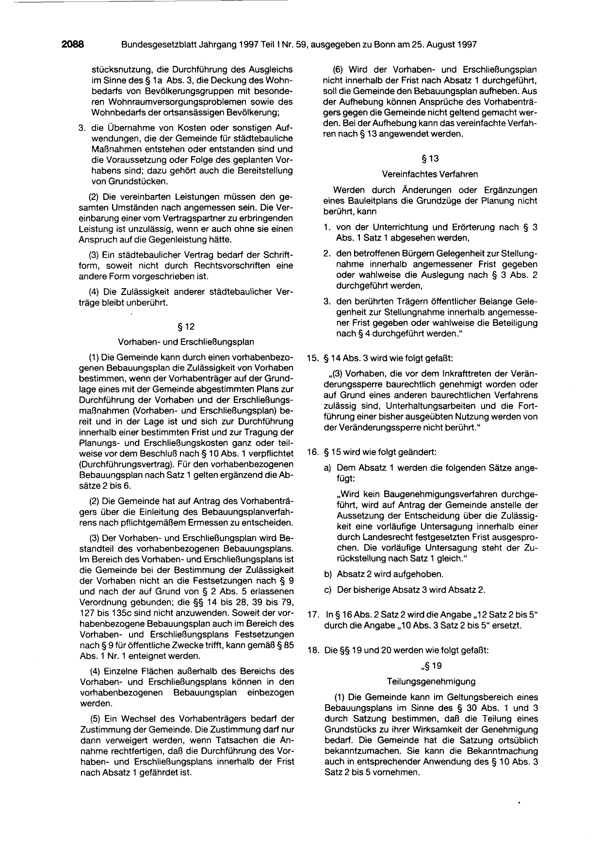 BGBl. 1997, Seite 2088 — Originalseite als Abbildung