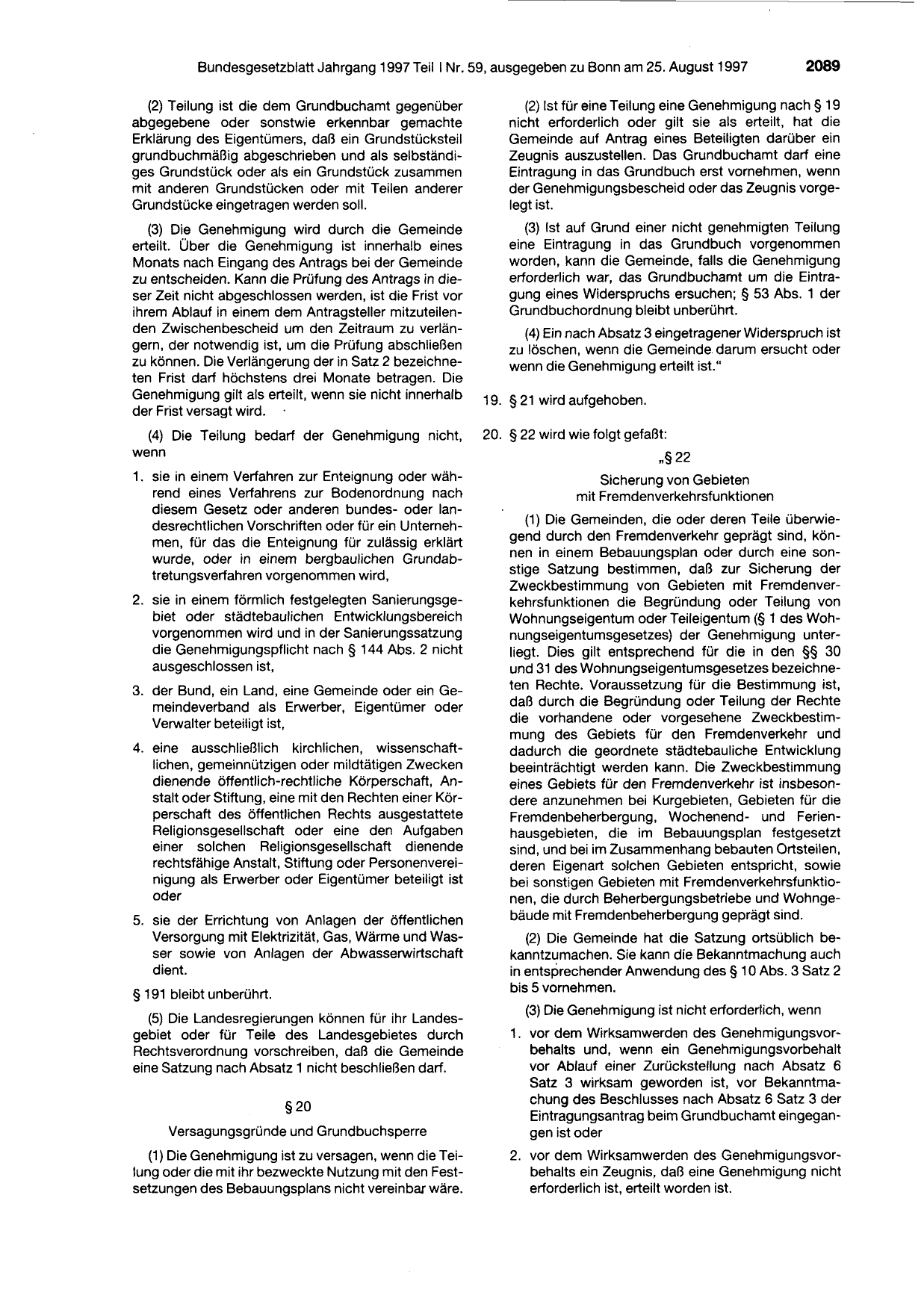 BGBl. 1997, Seite 2089 — Originalseite als Abbildung