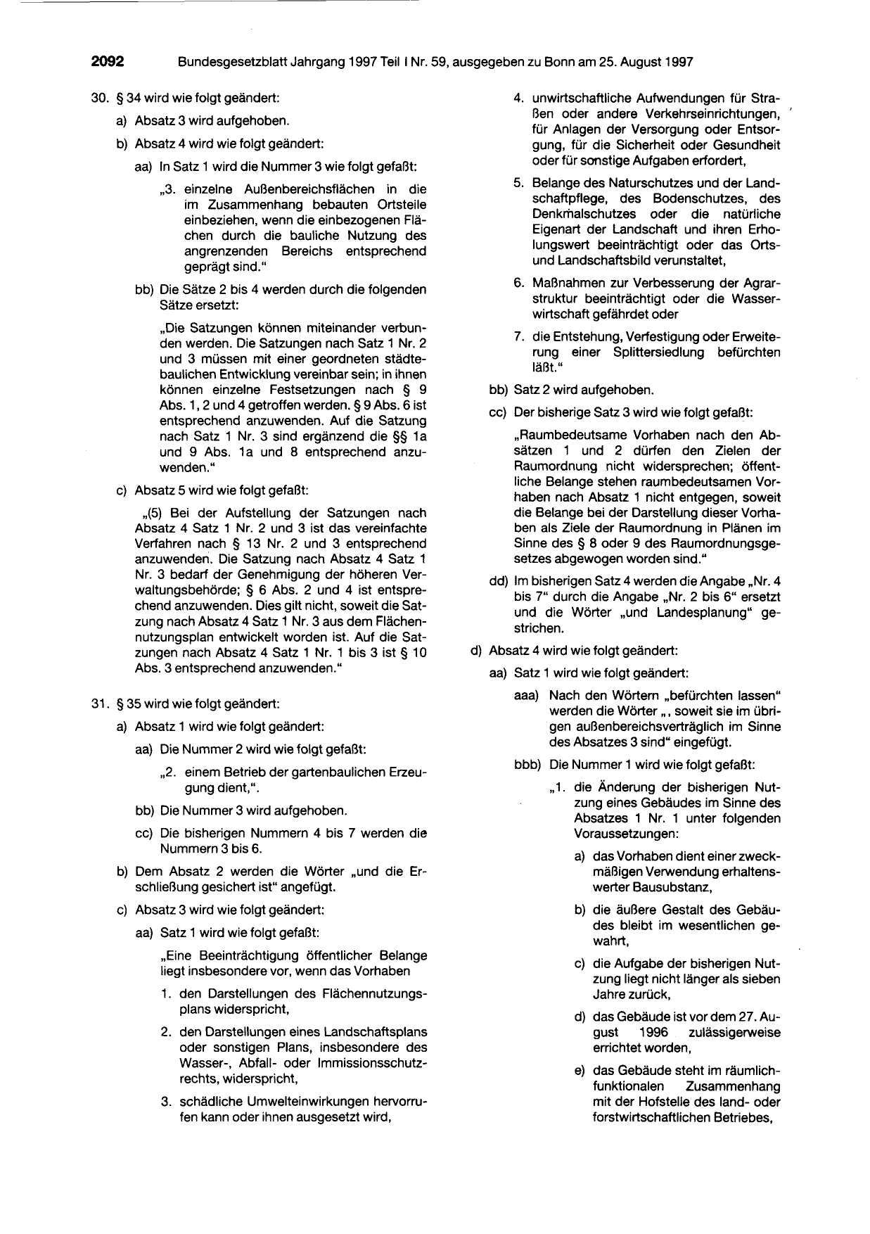 BGBl. 1997, Seite 2092 — Originalseite als Abbildung