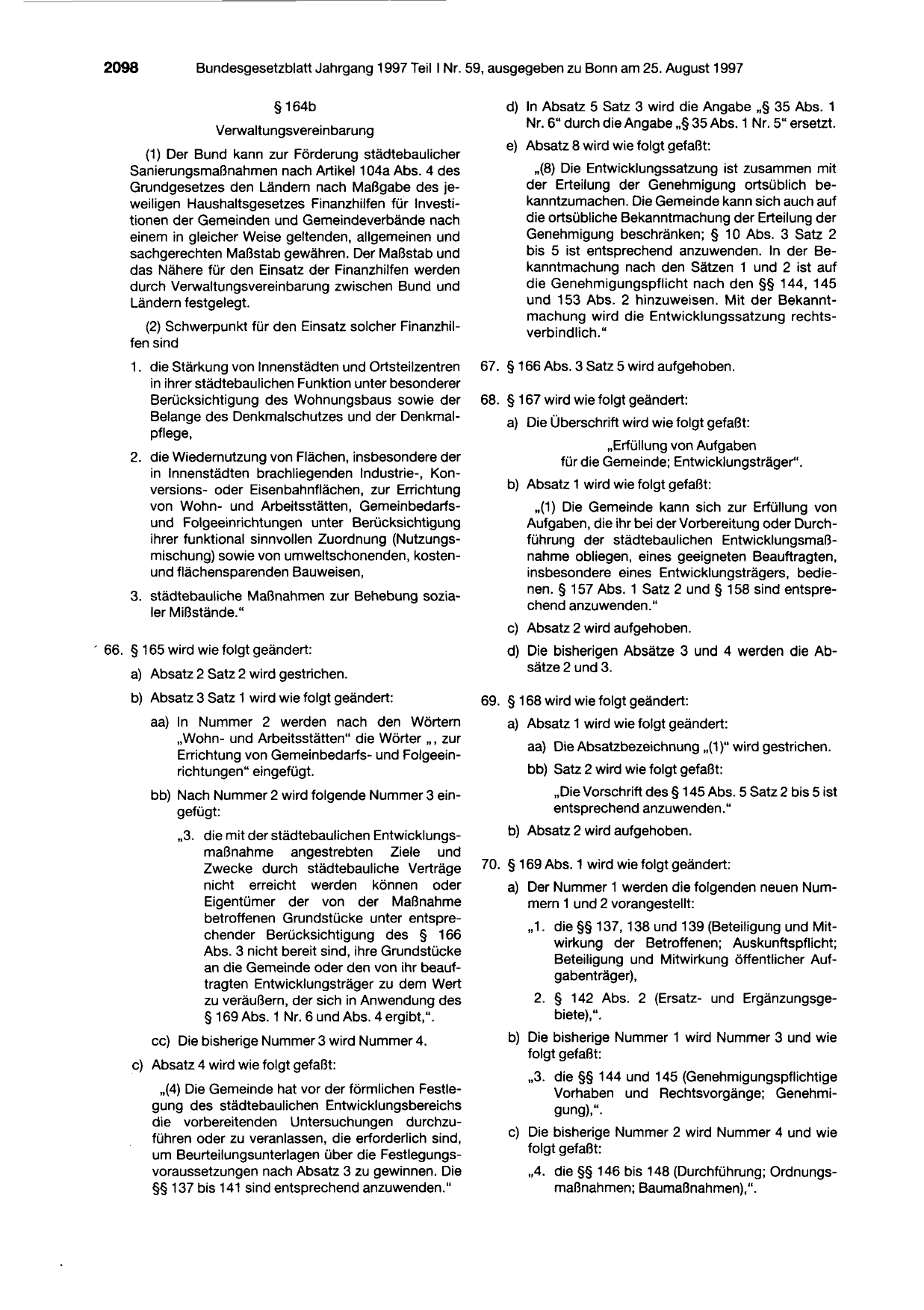 BGBl. 1997, Seite 2098 — Originalseite als Abbildung