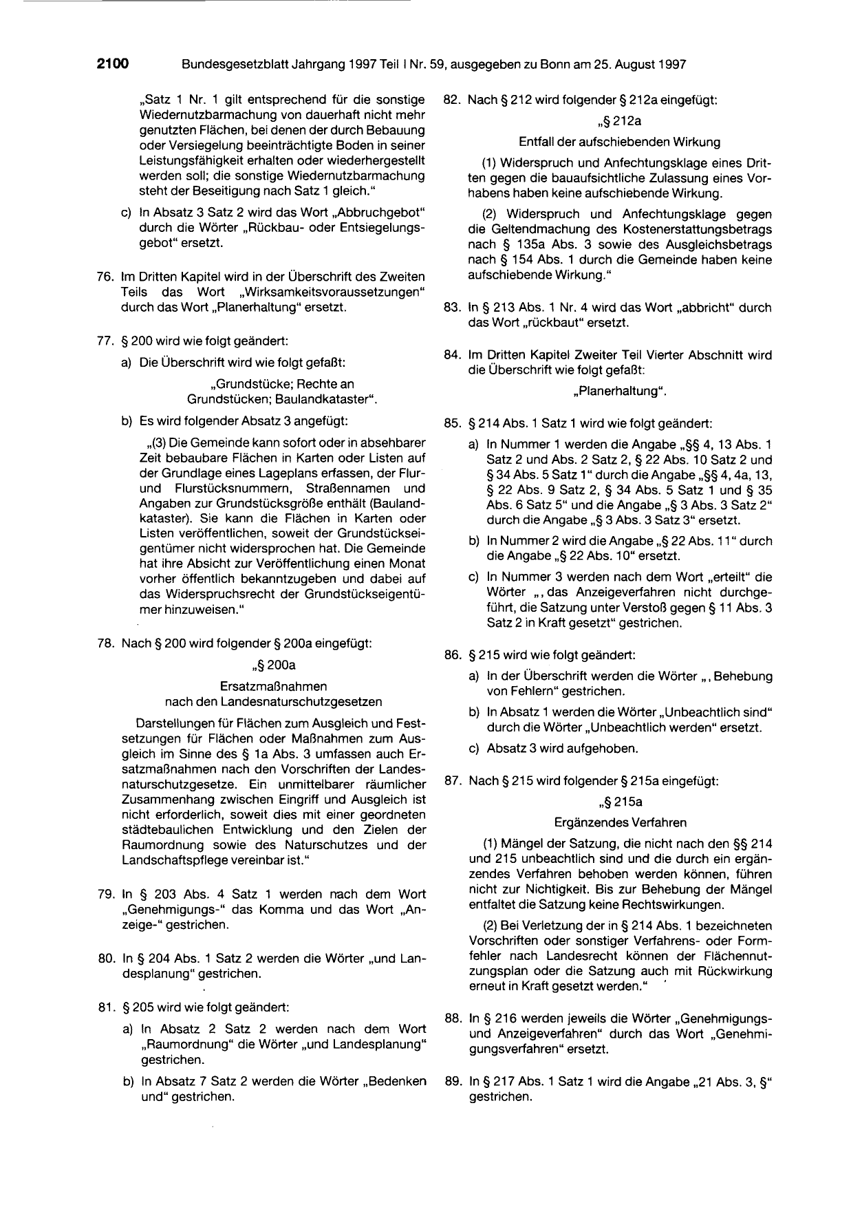 BGBl. 1997, Seite 2100 — Originalseite als Abbildung