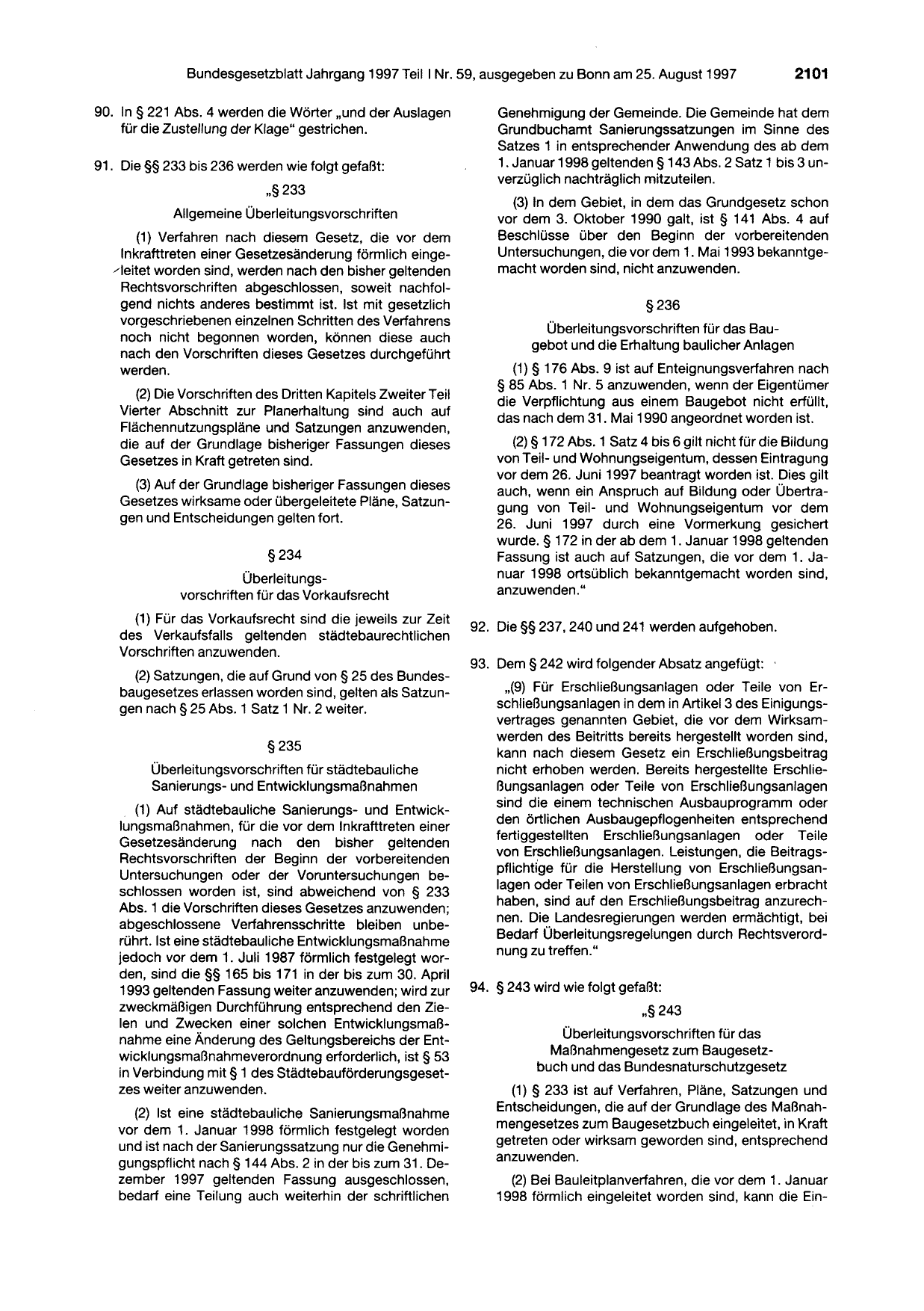 BGBl. 1997, Seite 2101 — Originalseite als Abbildung