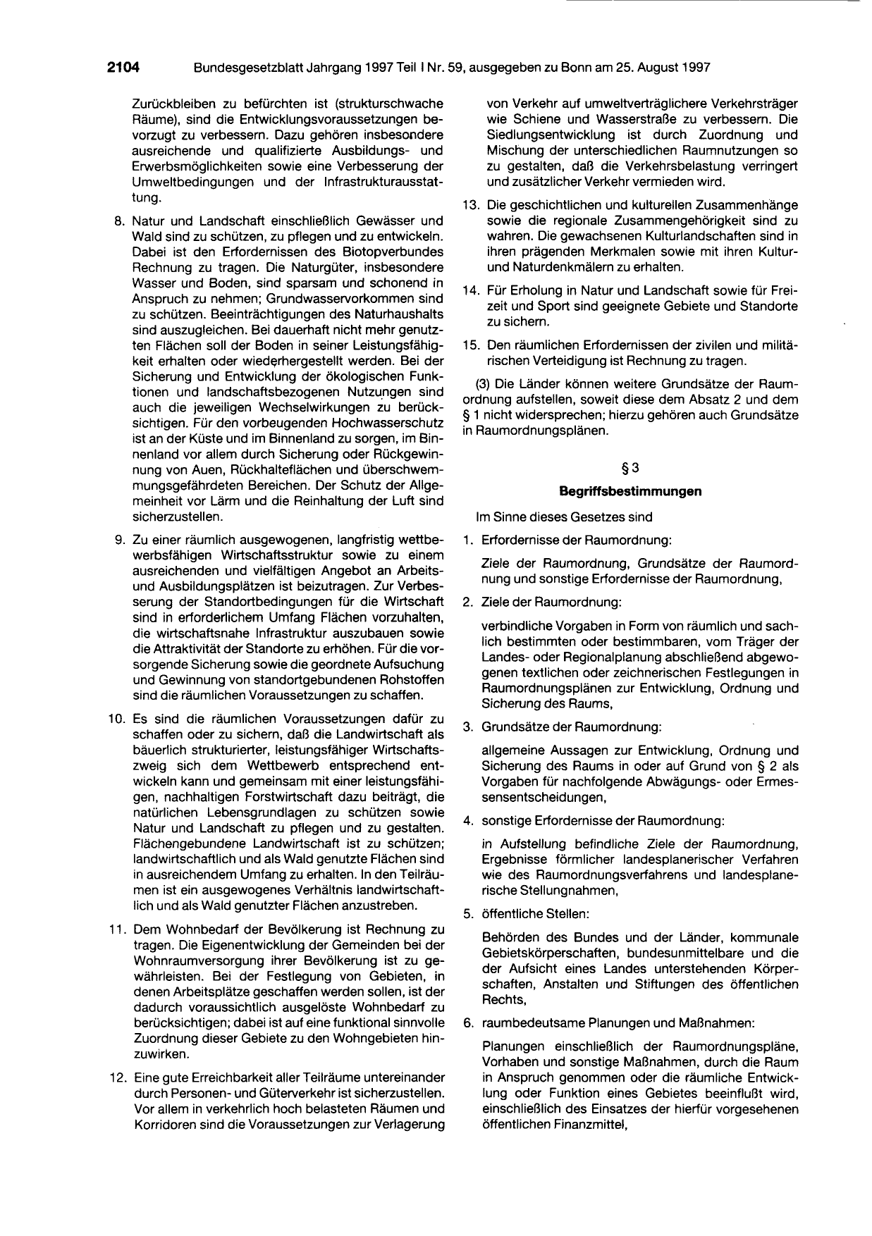 BGBl. 1997, Seite 2104 — Originalseite als Abbildung
