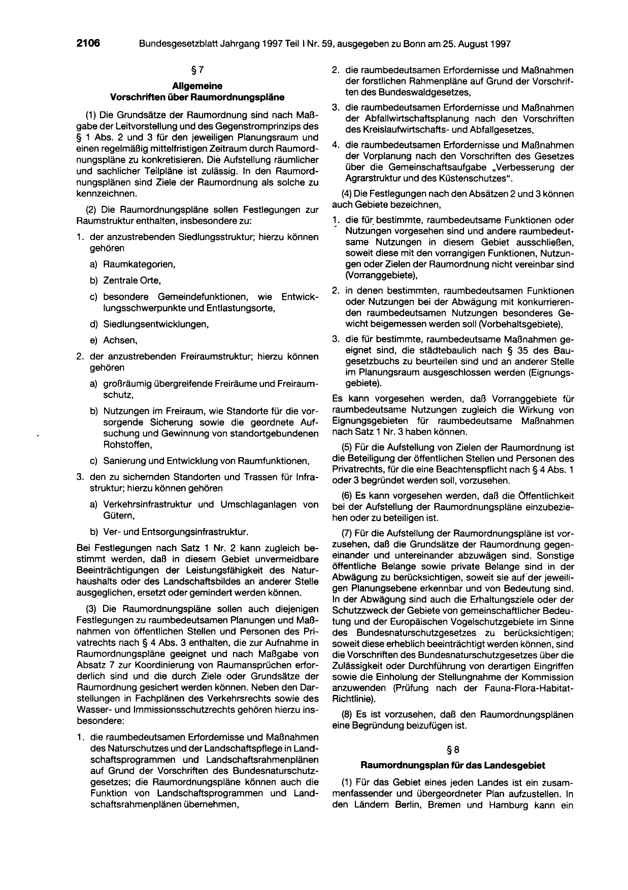 BGBl. 1997, Seite 2106 — Originalseite als Abbildung
