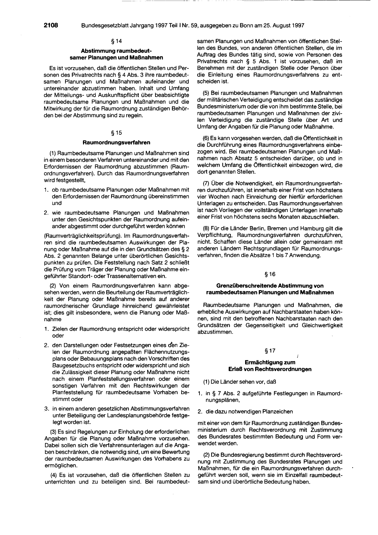 BGBl. 1997, Seite 2108 — Originalseite als Abbildung