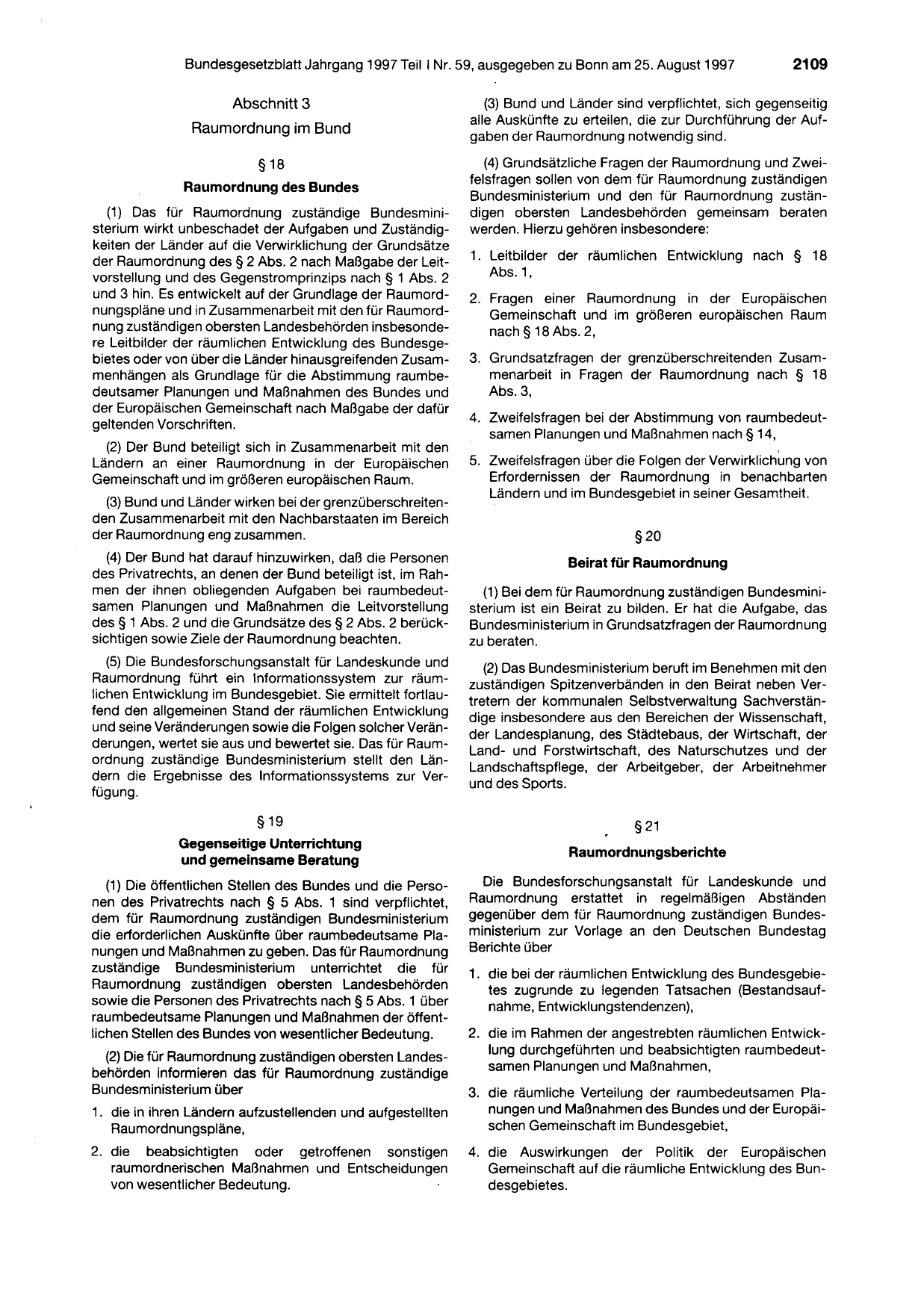BGBl. 1997, Seite 2109 — Originalseite als Abbildung