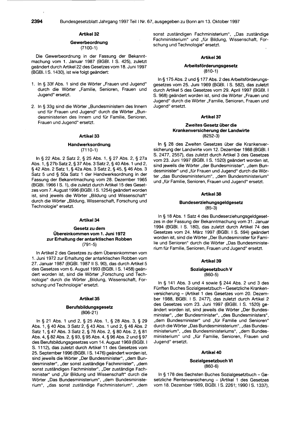 BGBl. 1997, Seite 2394 — Originalseite als Abbildung
