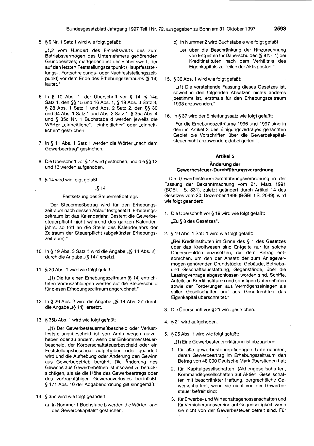 BGBl. 1997, Seite 2593 — Originalseite als Abbildung